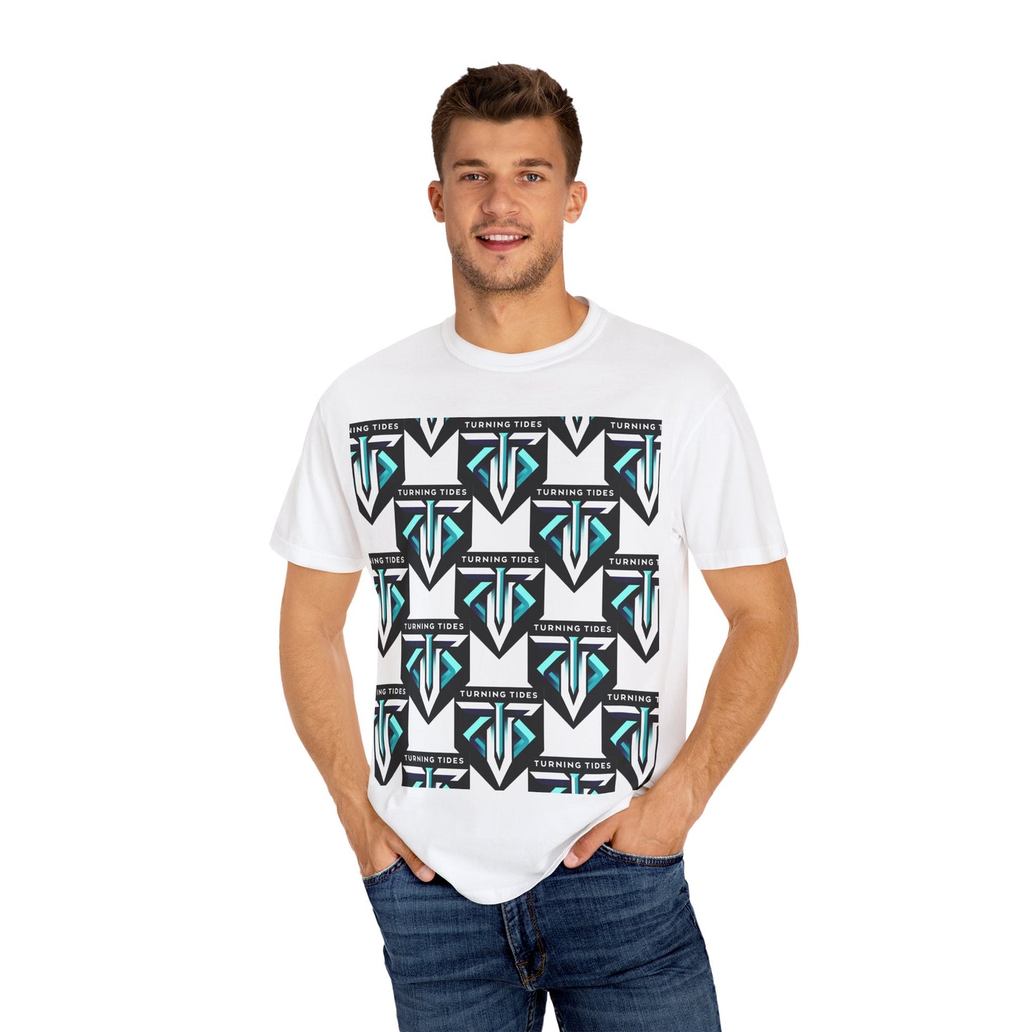 Blue Logo Pattern T-shirt