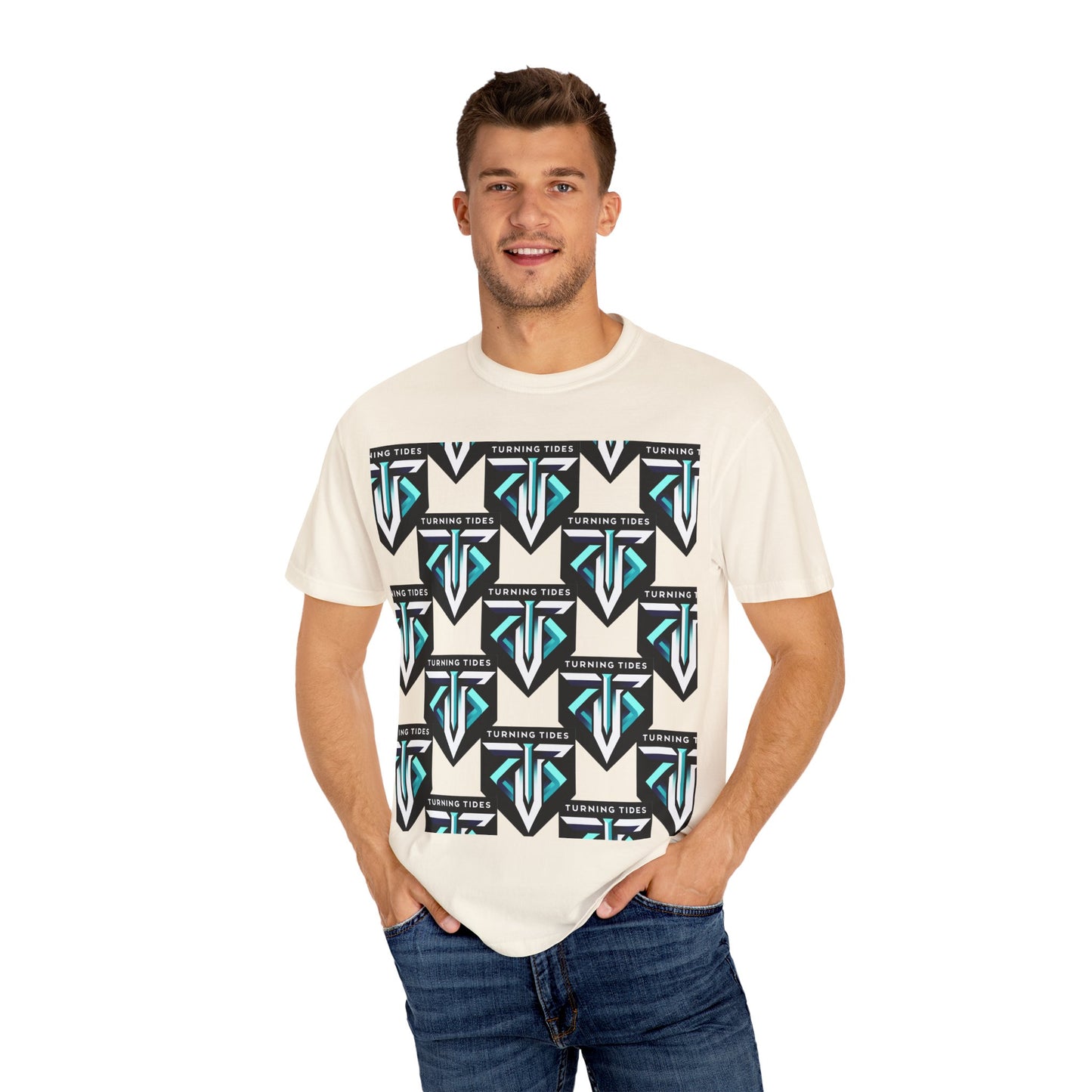 Blue Logo Pattern T-shirt