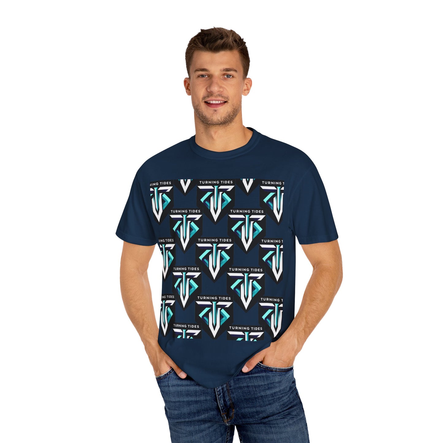 Blue Logo Pattern T-shirt