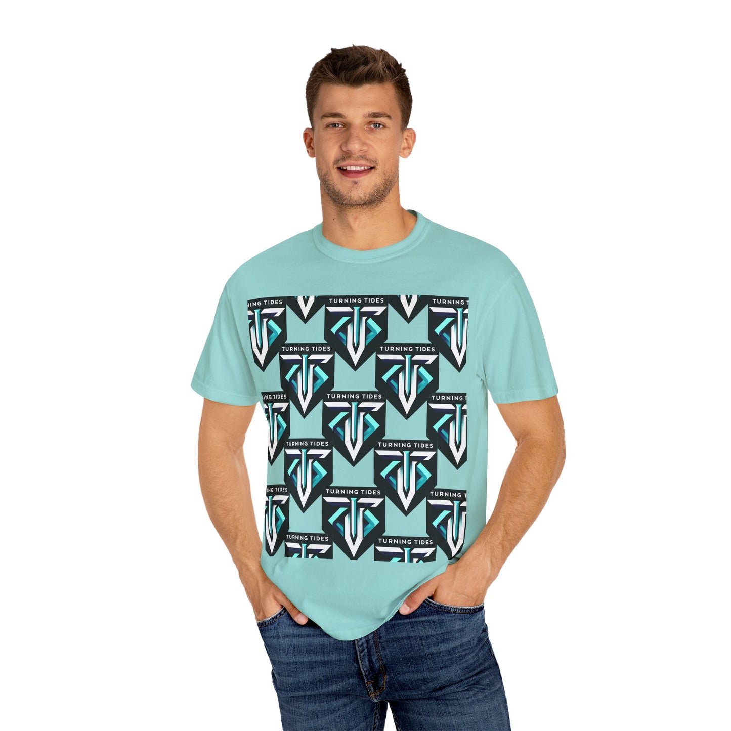 Blue Logo Pattern T-shirt